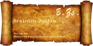 Breinich Zsófia névjegykártya